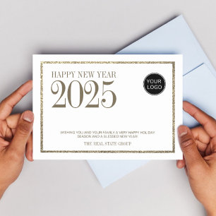 New Year 2025 Professional Business Logo Holiday Card