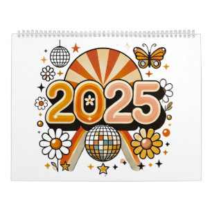 New Year 2025 Retro Celebration Calendar