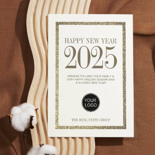 New Year 2025 Simple Business Logo  Holiday Card