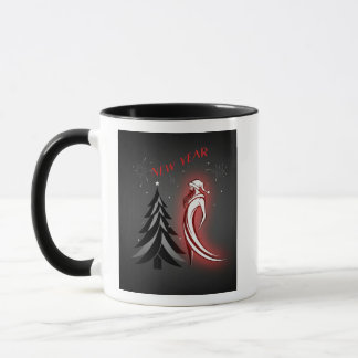 New Year 2026 – Black & White Mug with Red Accent 