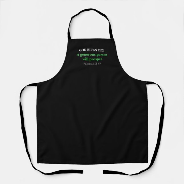 New Year 2026 Blessings Festive Simple Black Apron (Front)