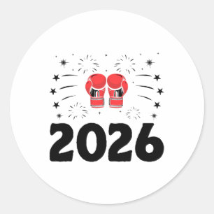 New Year 2026 Boxer Sports Strength Gym Athlete Bo Classic Round Sticker