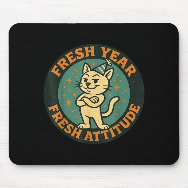 New Year 2026 Funny Cat Lover Humor Fresh Attitude Mouse Pad (Front)