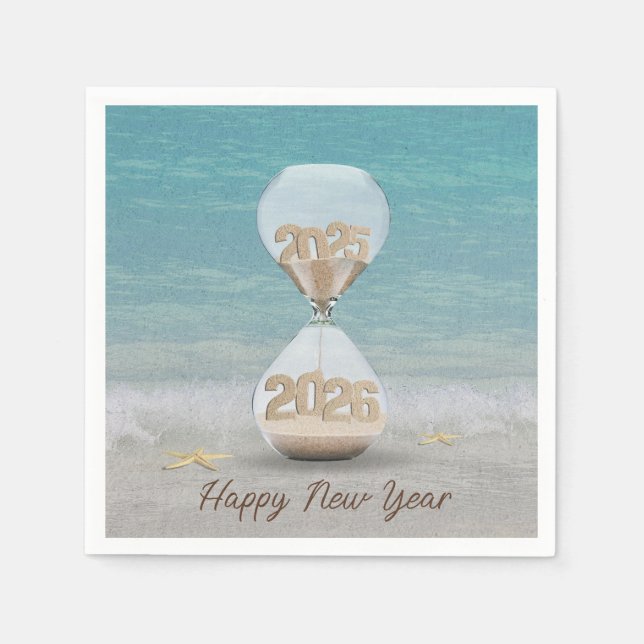 New Year 2026 Hourglass with Starfish Napkin (Front)