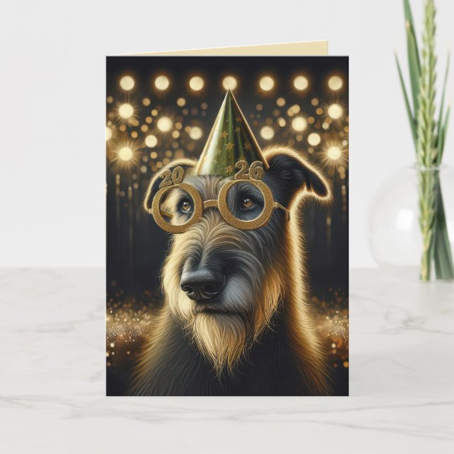 New Year 2026 Irish Wolfhound Holiday Card (Front)