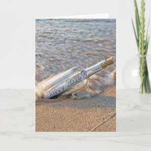 New Year 2026 Message in a Bottle  Holiday Card