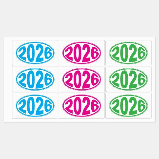 New Year 2026 Oval Sticker (Sheet)