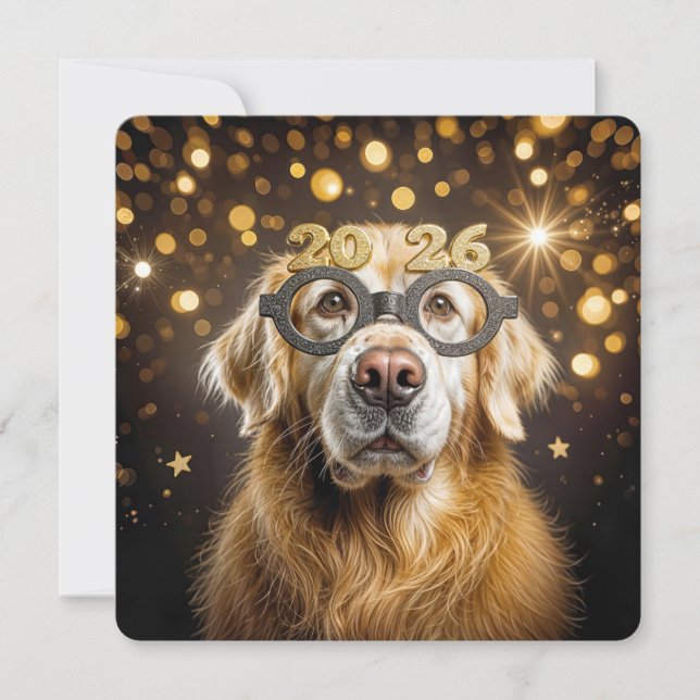 New Year 2026  Party Golden Retriever Humour Invitation (Front)