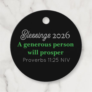 New Year 2026 Prosperity Black and Green Blessings Favour Tags