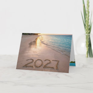 New Year 2026 Tropical Beach Card