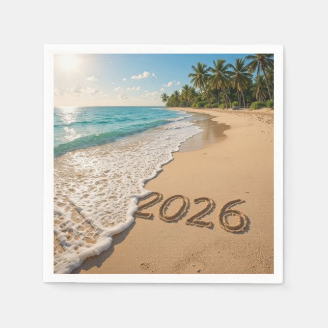 New Year 2026 Tropical Beach Napkin (Front)