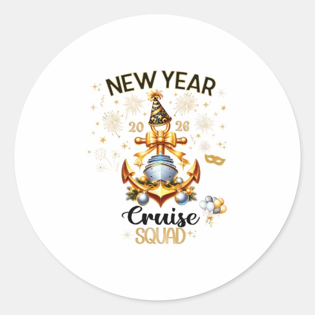 New Year 2026 Yacht Cruise Ship Nye Party Matching Classic Round Sticker (Front)