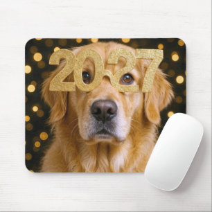 New Year 2027 Golden Retriever Mouse Pad