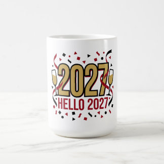New Year 2027 Hello Confetti Coffee Mug