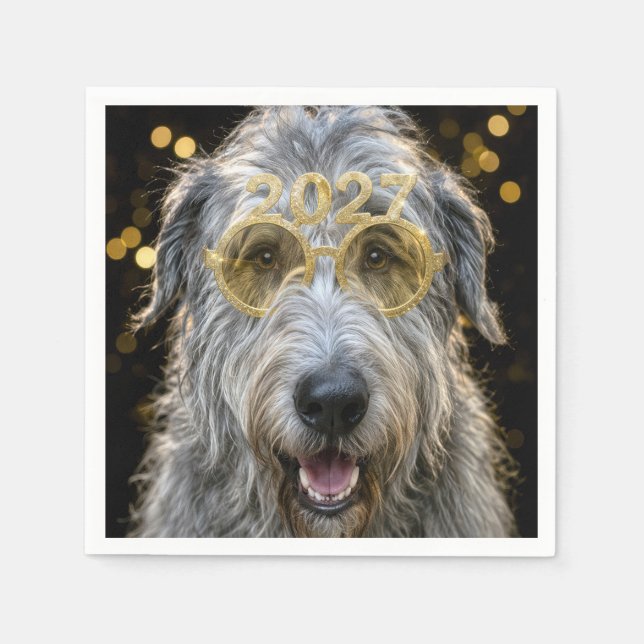 New Year 2027 Irish Wolfhound Napkin (Front)