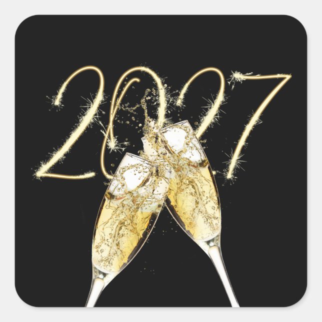 New Year 2027 Sparklers Square Sticker (Front)
