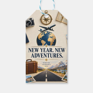 New Year Adventure Wishes with Travel Map Aeroplan Gift Tags