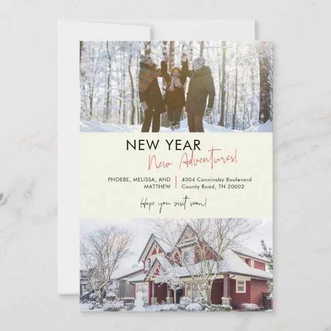 New Year Adventures Home Christmas Holiday Moving Announcement (Front)