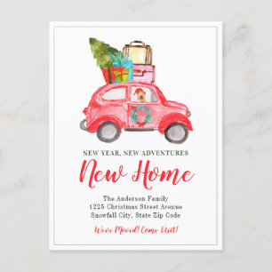 New Year Adventures Home Christmas Holiday Moving Announcement Postcard