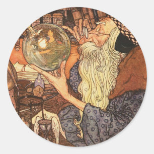 New Year Antique Father Time Classic Round Sticker