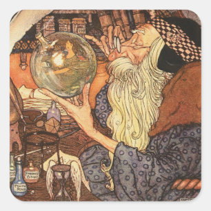 New Year Antique Father Time  Square Sticker