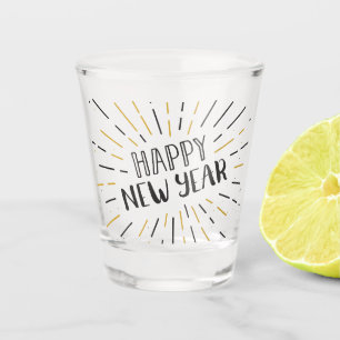New Year Art Burst Graphic Happy New year Text Art Shot Glass