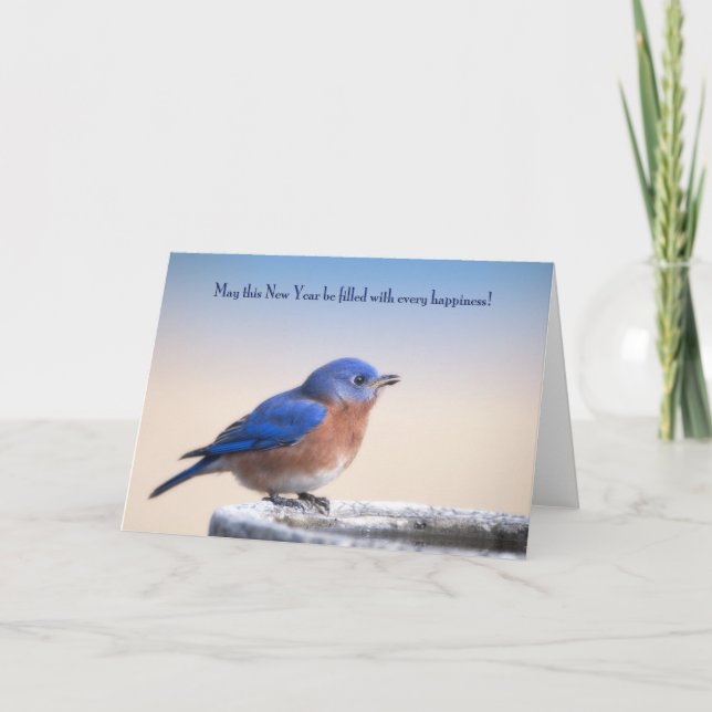New Year Bluebird Holiday Card (Front)