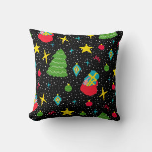 New Year bright seamless pattern with Christmas tr Cushion