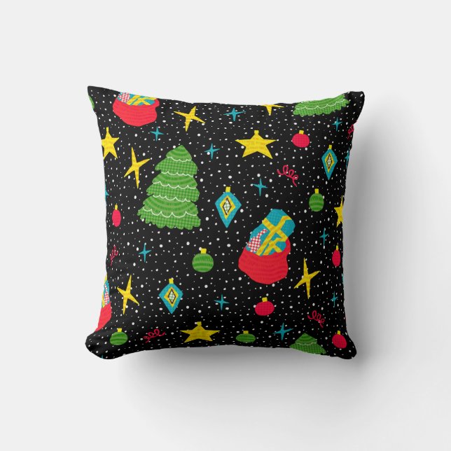 New Year bright seamless pattern with Christmas tr Cushion (Front)