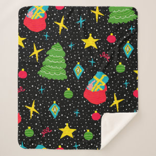 New Year bright seamless pattern with Christmas tr Sherpa Blanket