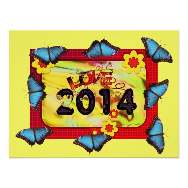 New-Year Butterfly Pattern Office Peace Destiny Poster (Front)