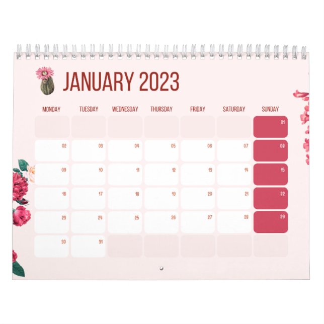  New Year Calendar 2023,  Flowers, Jan (Cover)