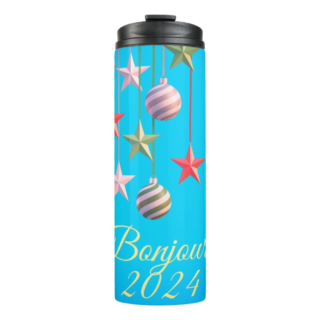 New Year Card Bonjour 2024  Thermal Tumbler (Front)