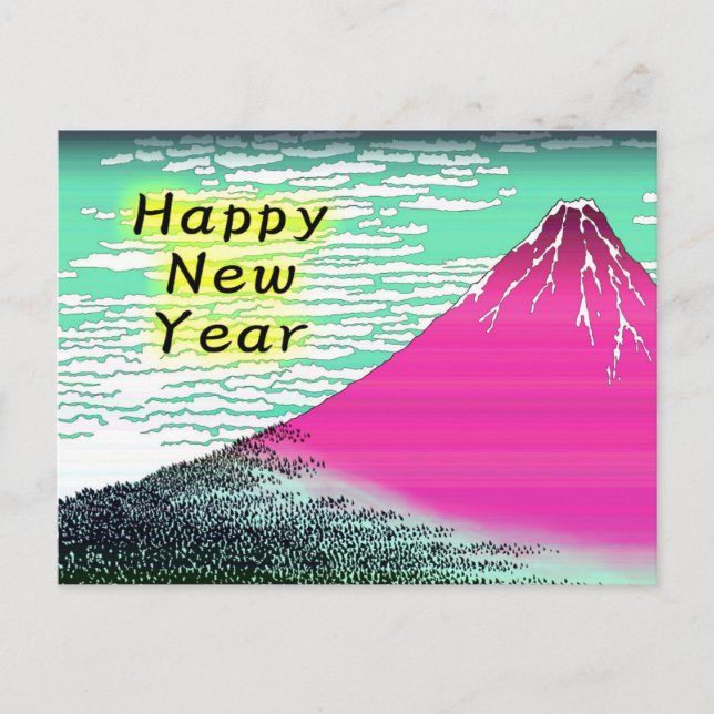 New Year Card of Ukiyoe,Katsushika Hokusai Mt.Fuji (Front)