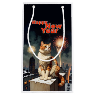 new year cat small gift bag