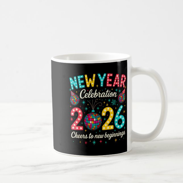 New Year Celebration 2026 Disco Ball Matching Wint Coffee Mug (Right)