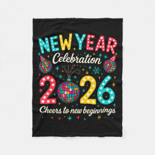 New Year Celebration 2026 Disco Ball Matching Wint Fleece Blanket