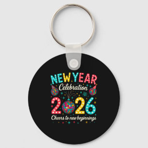 New Year Celebration 2026 Disco Ball Matching Wint Key Ring