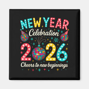 New Year Celebration 2026 Disco Ball Matching Wint Magnet