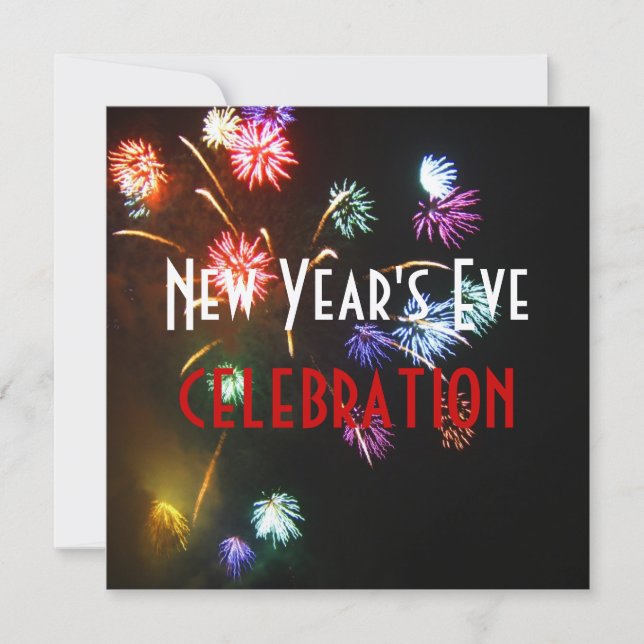 New Year' celebration, fireworks champagne bubbles Invitation (Front)