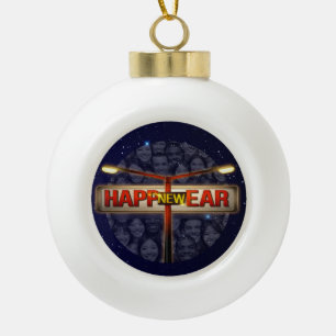 New Year Celebration : New Happiness: 31 December Ceramic Ball Christmas Ornament