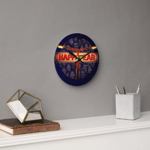 New Year Celebration : New Happiness: 31 December Round Clock