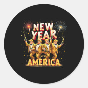 New Year Celebration Patriotic Funny Trump Humour Classic Round Sticker