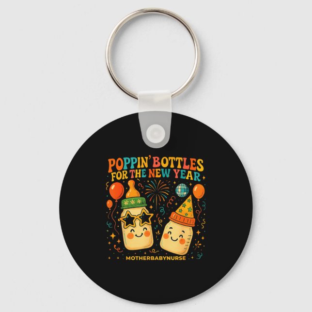 New Year Celebration Pn Bottles Mother Baby Nicu N Key Ring (Front)
