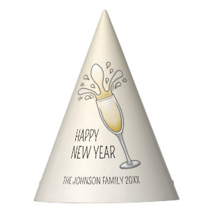 New Year Champagne Glass Party Hat