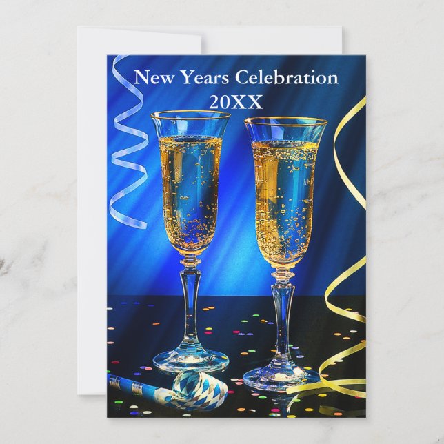 New Year Champagne Toast 20XX Invitation (Front)