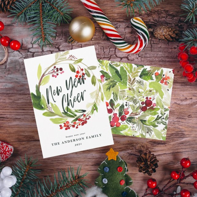 New Year Cheer botanical wreath holiday select (Creator Uploaded)