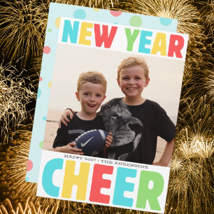 New Year Cheer Bright Colourful Happy Holiday Card