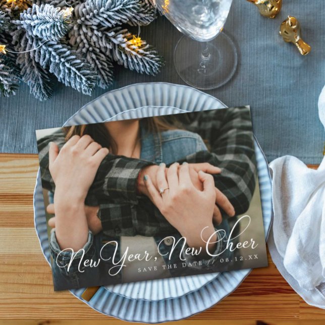 New Year Cheer Photo Save the Date Announcement Postcard (Creator Uploaded)
