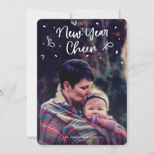 New Year Cheer Ticker Tape Photo Holiday Card